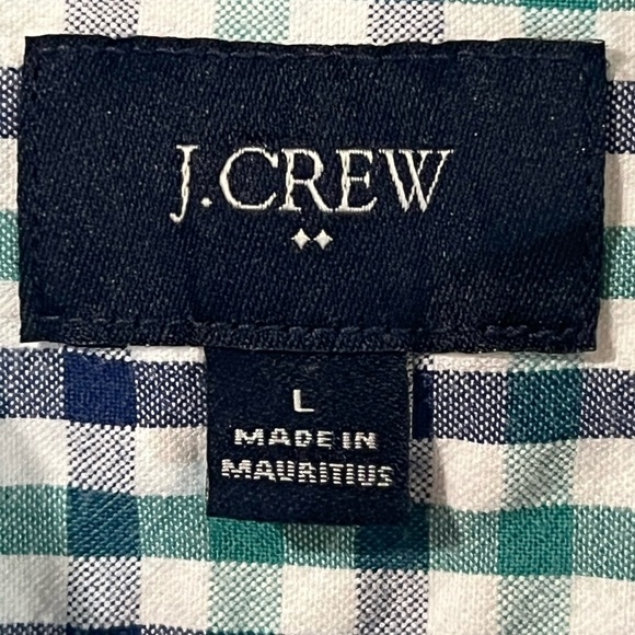 Men’s J. Crew Large Navy Gingham Soft Cotton Button Front Casual Summer Shirt - Picture 5 of 8